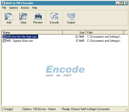 WAV to MP3 Encoder Screenshot